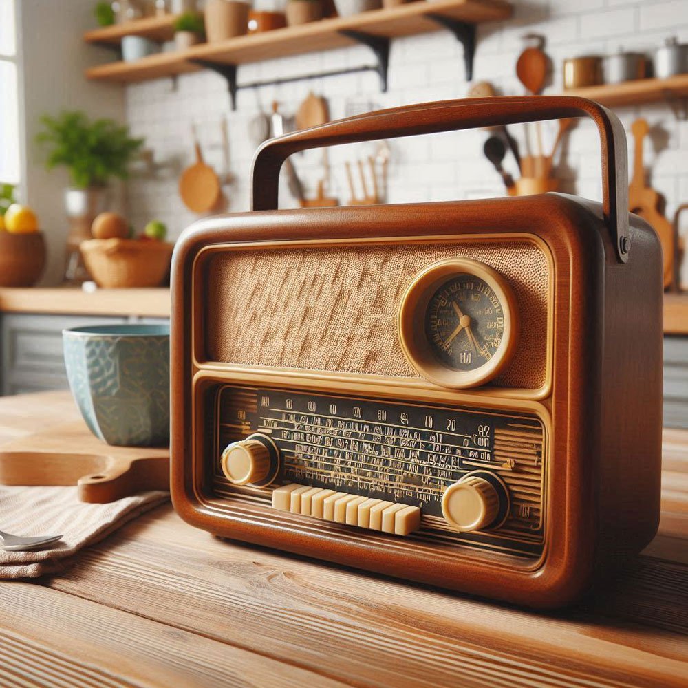 radio retro de madera estilo vintage